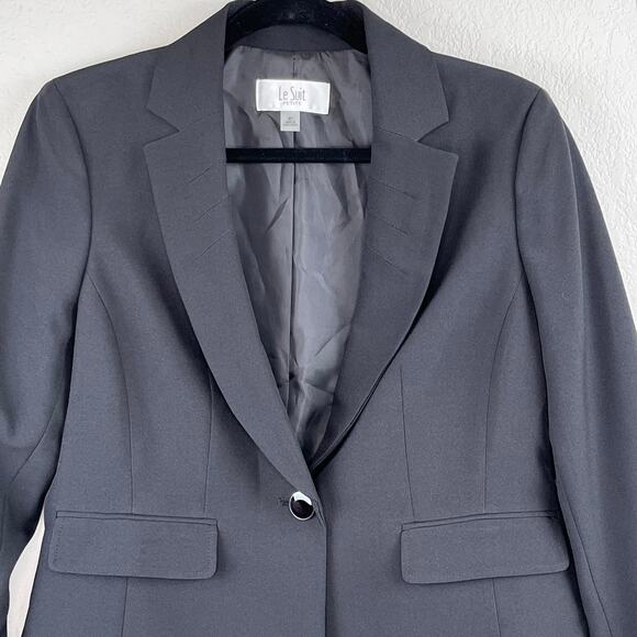 Le Suit Petite Solid Black Single Breasted One Button Short Blazer Jacket 8P NWT - Picture 4 of 16
